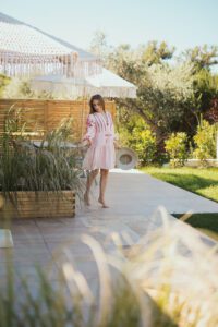 woman outside walking